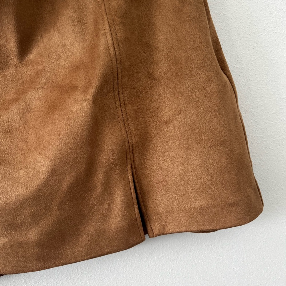 Abercrombie & Fitch Women’s Faux Suede Boho Mini Skirt w/Shorts Tan Size XS - Picture 5 of 10